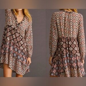Anthropologie Bohemian Patterned Dress Size XS